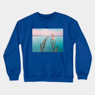 Roseate Spoonbill in Flight Crewneck Sweatshirt